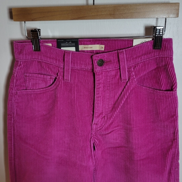 Levi's Premium Baggy Dad Corduroy Pants Size 24 Pink - Picture 3 of 9